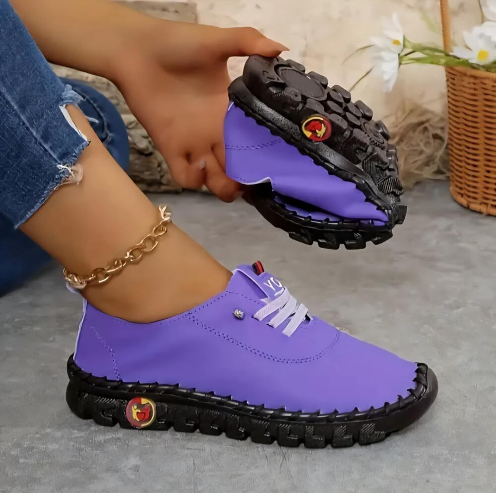 New! Purple Flexible Sole Lace Up Walking Shoes Womens EU 39 Comfort Casual Flat